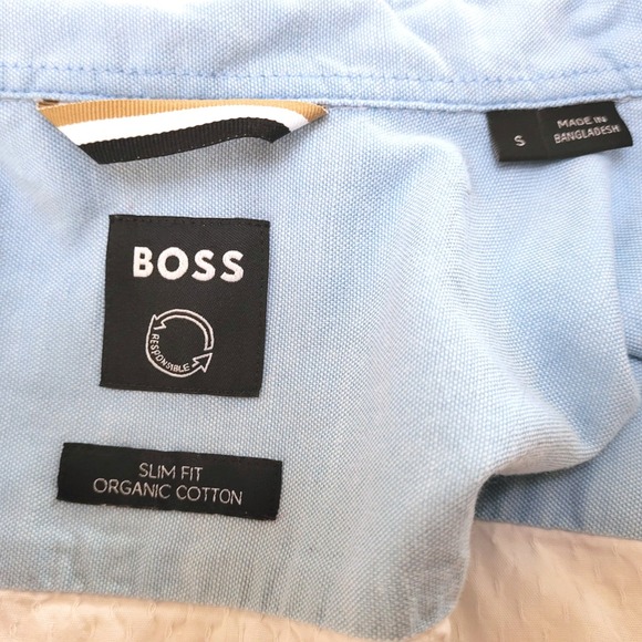 Hugo Boss Crisp White Structured Textured Slim Fit Tailored Button Down Blouse S - Picture 6 of 12